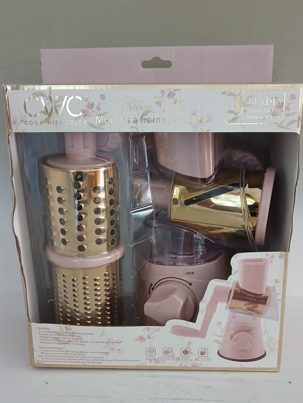 Pink & Gold Rotary Slicer and Shredder
